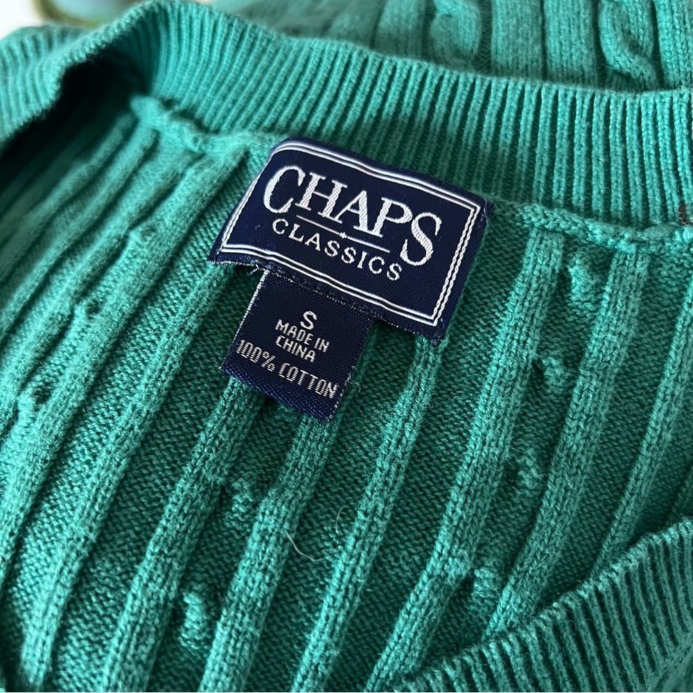 Chaps Cable V-Neck Half Button Sweater - Picture 6 of 6